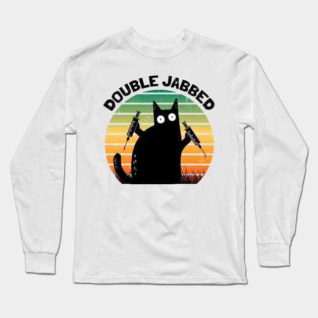 Cat With Syringes, Double Jabbed, Fully Vaccinated Long Sleeve T-Shirt by NuttyShirt